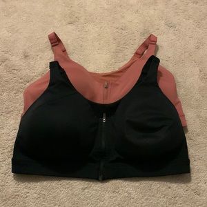 Two Old Navy Go Dry Sports Bras with Front Enclosure